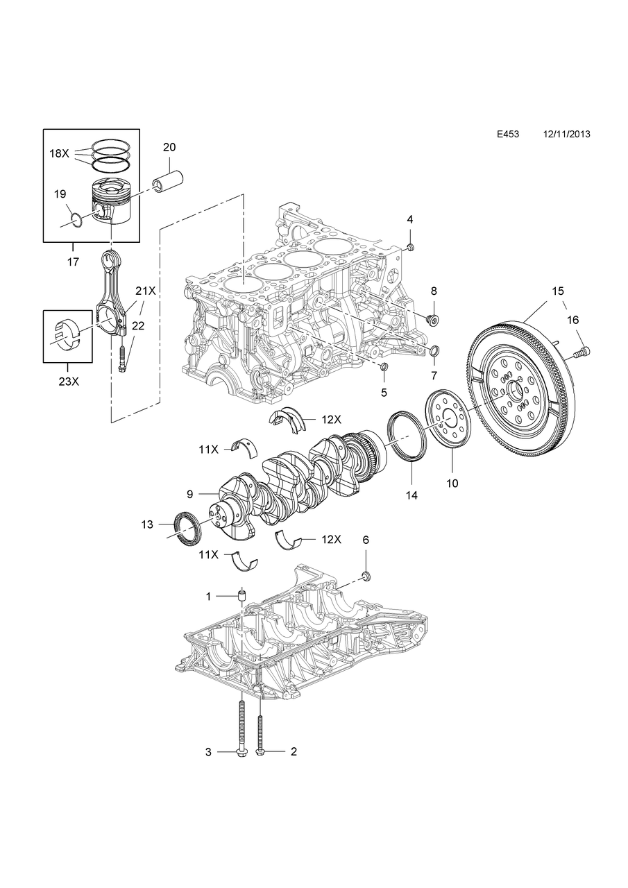 Болт блока циліндрів M10 X 115 mm GM 55502967 B16DT OPEL Astra-J/K Insignia-A/B Meriva-B Mokka Zafira-C