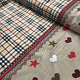 Бязь купонна з бежевою кліткою Burberry і сердечками, ширина 220 см, фото 3