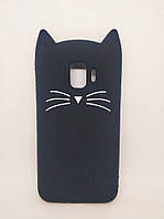 Объемный 3d силиконовый чехол для Samsung J2 Core Galaxy J260 Усатый кот черный