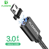 Магнитный кабель Floveme 3А MicroUSB 100см Магнитная зарядка 1м Android Черный