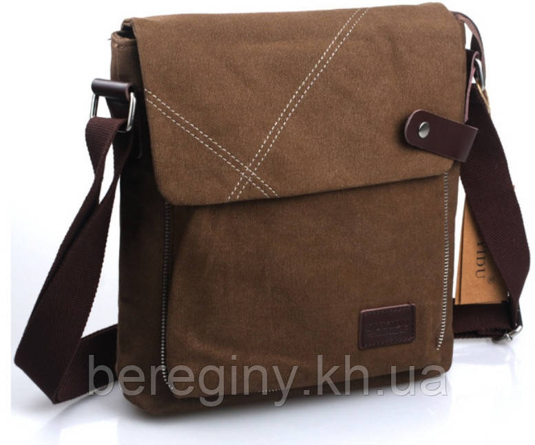 Чоловіча сумка барсетка з бавовни K009 коричнева
