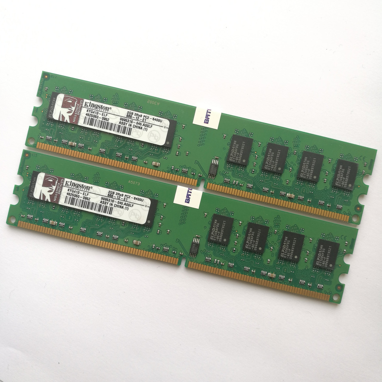 Пара оперативної пам'яті Kingston DDR2 4Gb (2Gb+2Gb) 800MHz PC2 6400U CL6 (TYG410 / KYG410-ELF) Б/В