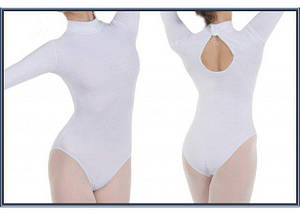 Купальник з коміром-стійкою для гімнастики та хореографії білий