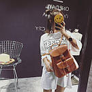 Рюкзак жіночий модний стильний шкіряний молодіжний для підлітків у стилі Графеа рудого кольору, фото 6