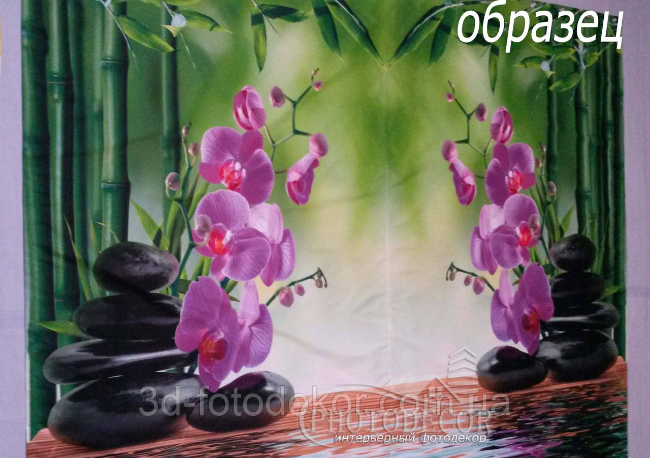 3D Фото Шторы "Бамбук и малиновые орхидеи на камнях" - Любой размер. Читаем описание! - фото 8 - id-p863785654
