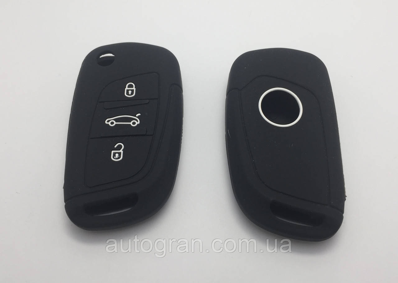 Силіконовий чохол на викидний ключ Peugeot 3 кнопки новий тип