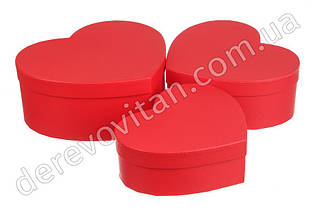 Подарункові коробки "Серце" червоні, 3 шт. (матрьошка)