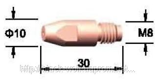 Сварочный токоподводящий наконечник М8х1,6х30 E-CU BW 140.0587 для MIG/MAG сварки - фото 1 - id-p6698756