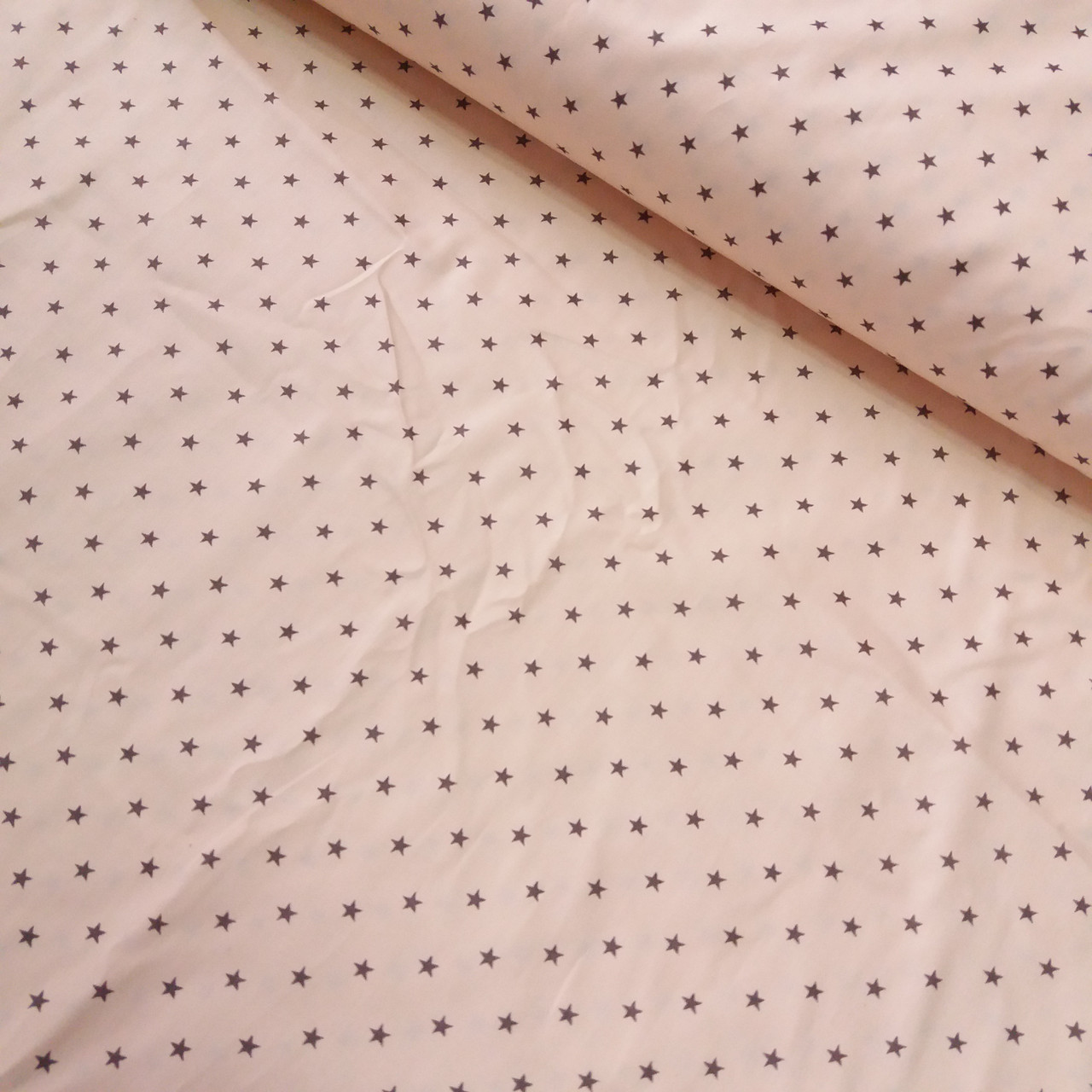 Сатин з коричневими зірочками на персиковому тлі, ширина 160 см, фото 1