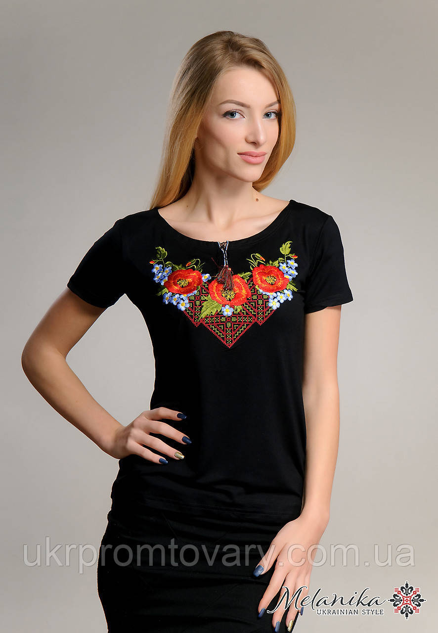 Футболка вишиванка вишивка Диво маки різні розміри