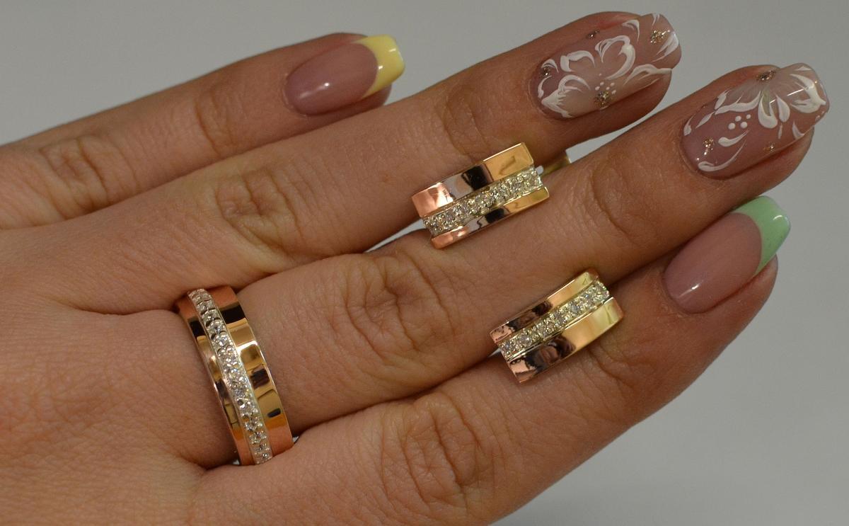 Срібний набір з вставками золота, фото 1