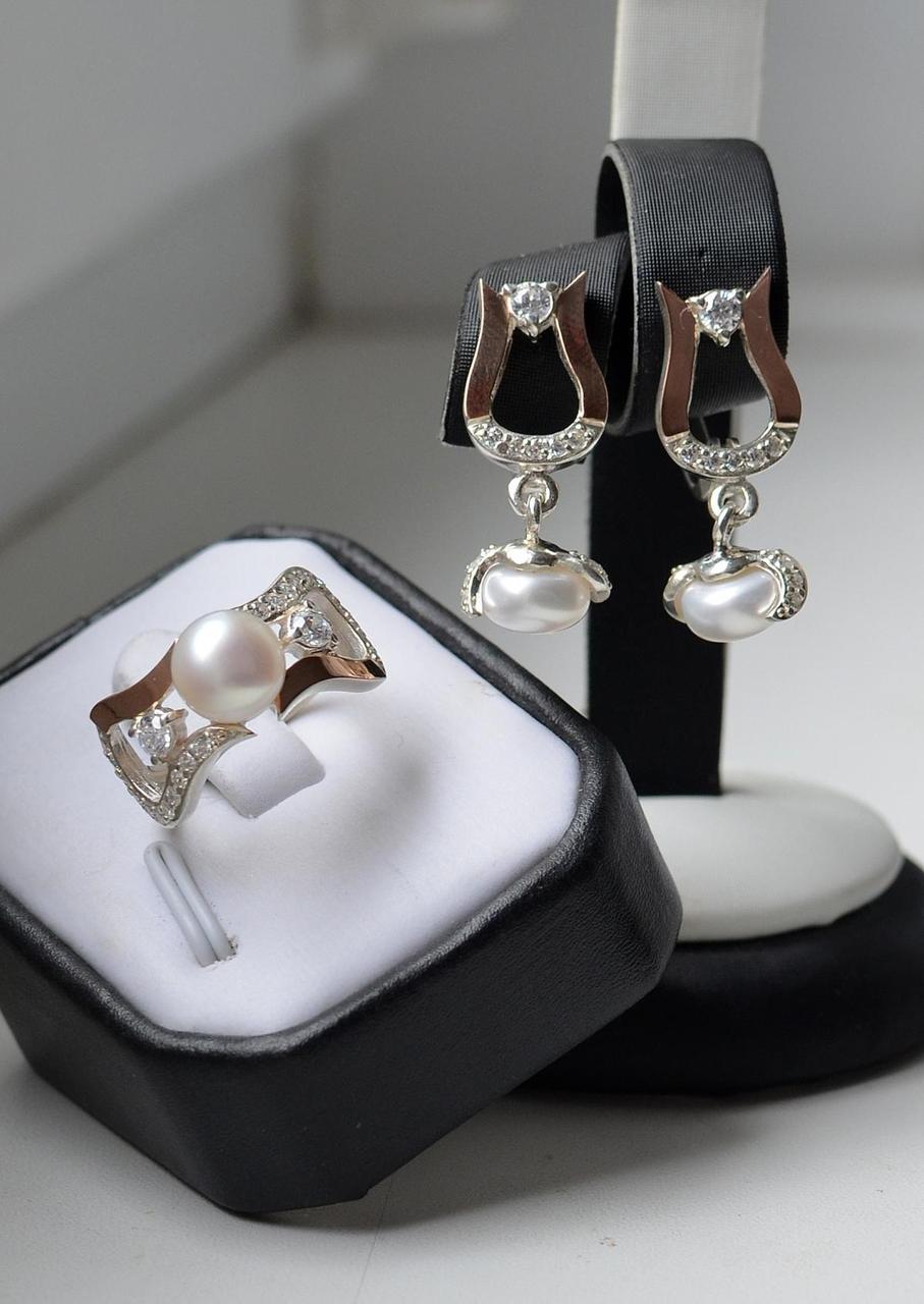 Срібний набір з золотими вставками, фото 1