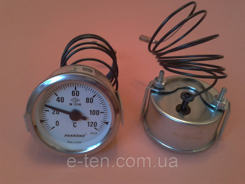 Термометр капілярний PAKKENS Ø 60 мм від 0 до 120 °C, довжина капіляра 1метр (Туреччина)