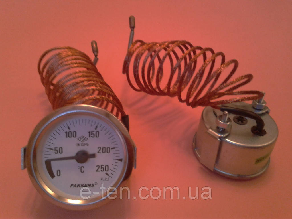 Термометр капілярний PAKKENS Ø 60 мм від 0 до 250 °C, довжина капіляра 2 м Туреччина