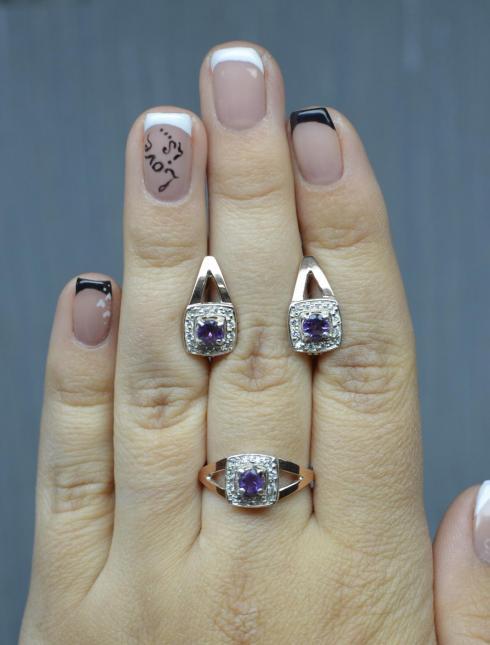 Срібний набір з золотими вставками, фото 1