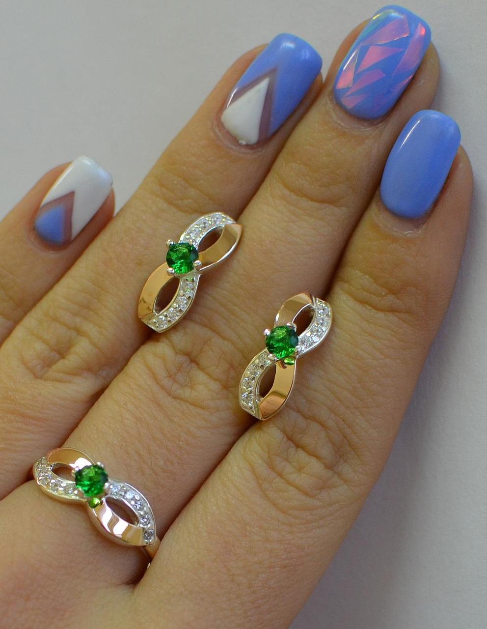 Срібний набір з золотими вставками, фото 1