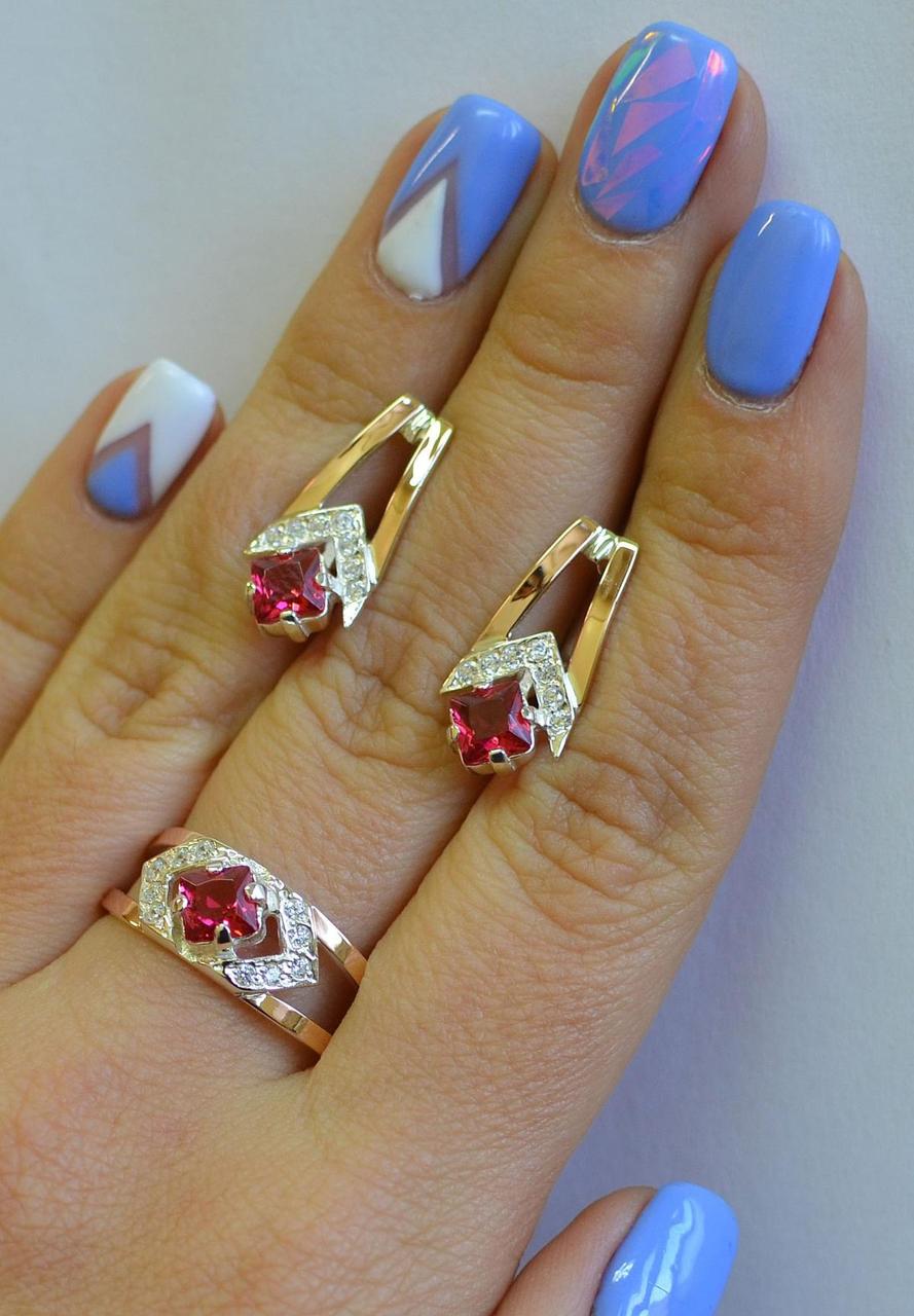 Срібний набір з золотими вставками, фото 1