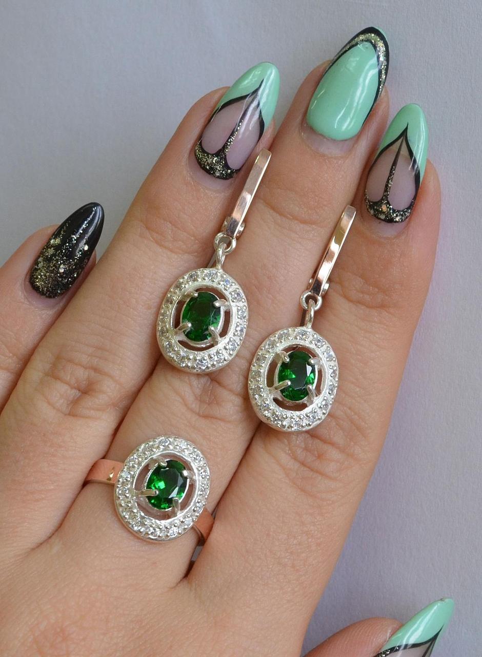 Срібний набір з золотими вставками, фото 1