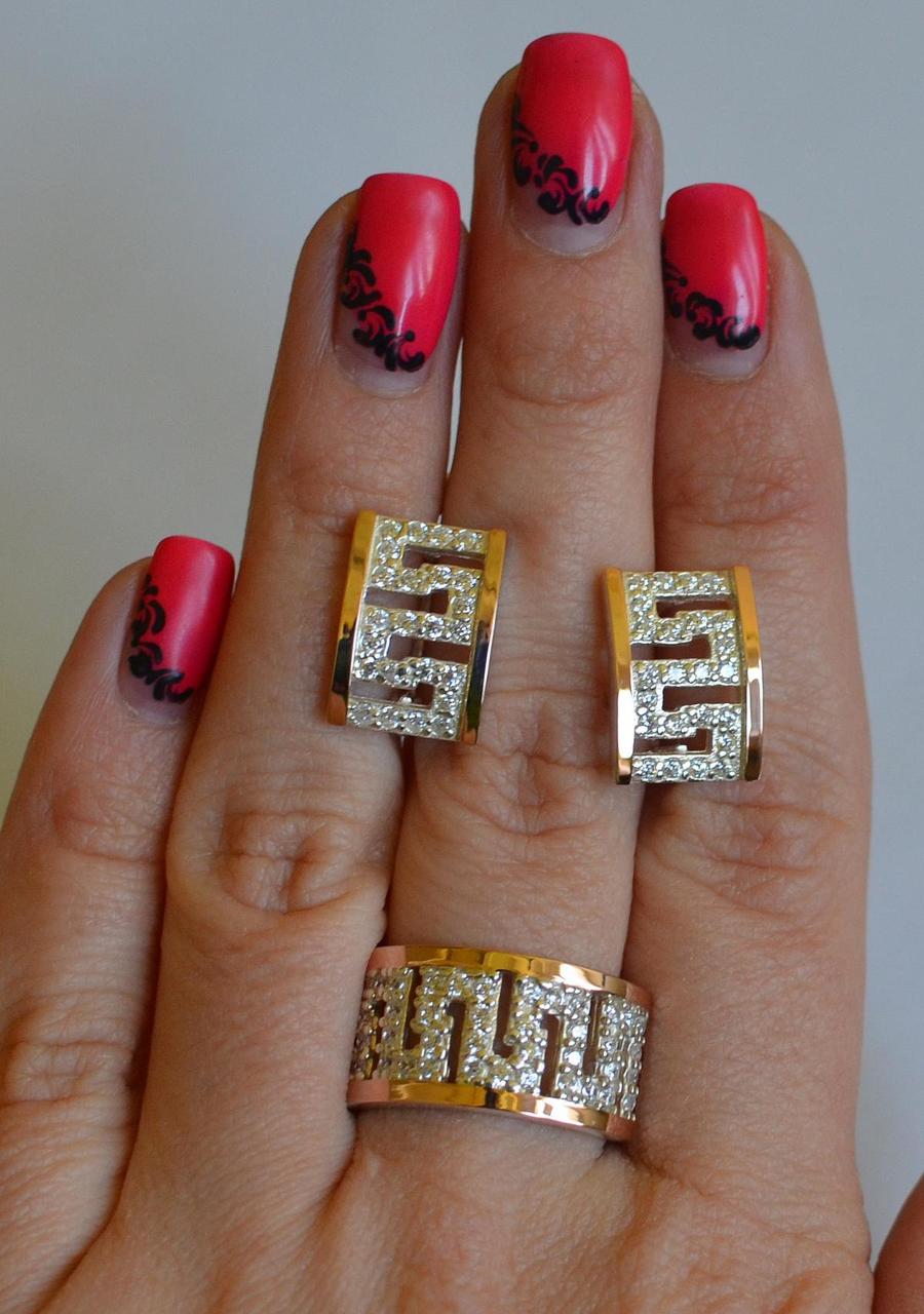 Срібний набір з вставками золота, фото 1