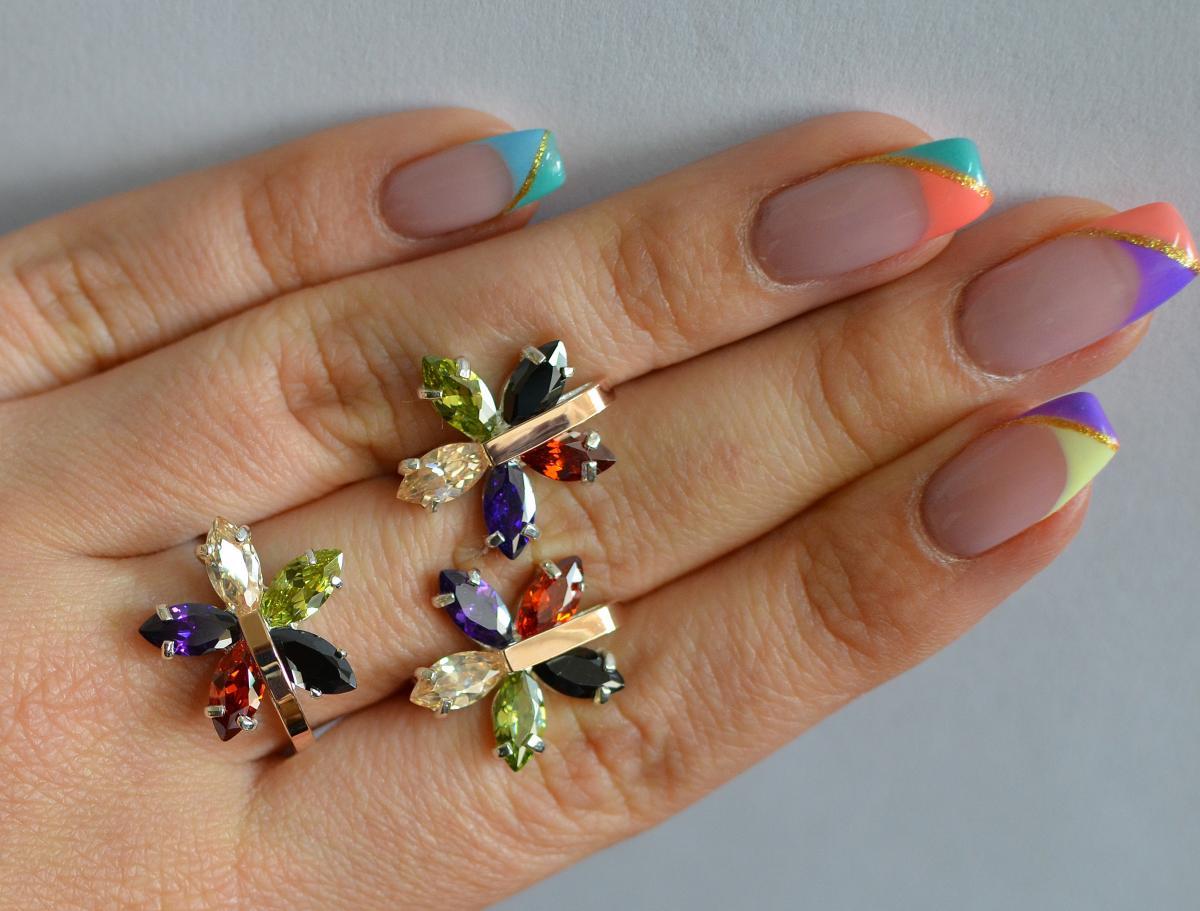 Срібний набір з золотими вставками, фото 1