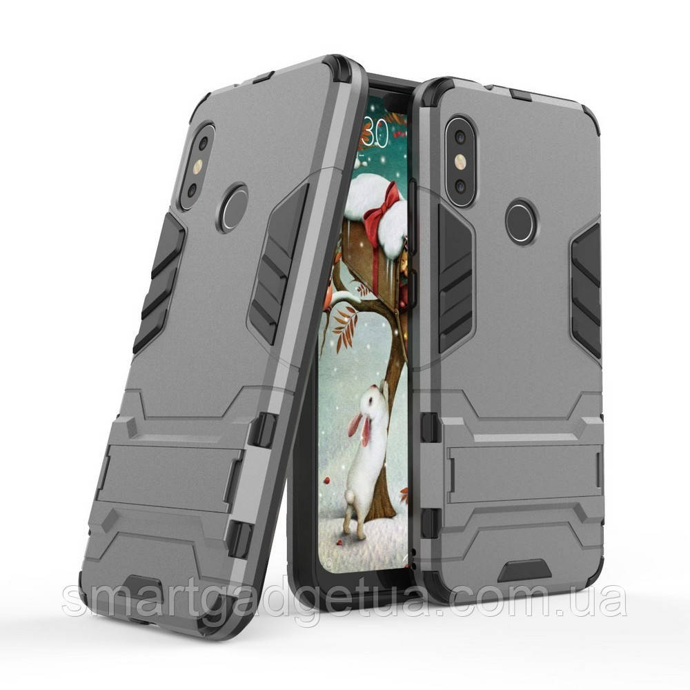 Чохол Бампер Slim Armor для Xiaomi Redmi Note 6, Xiaomi Redmi Note 6 Pro сірий, срібло, фото 1