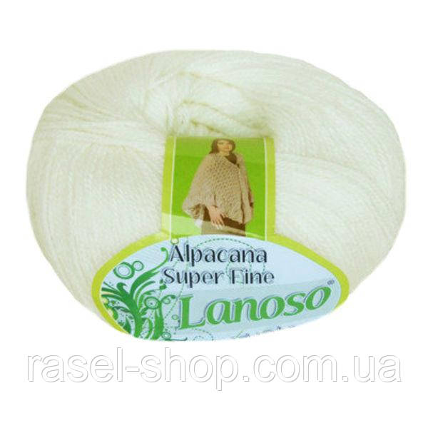 Зимова пряжа Lanoso Alpacana Super Fine 955 25% альпака біла, фото 1