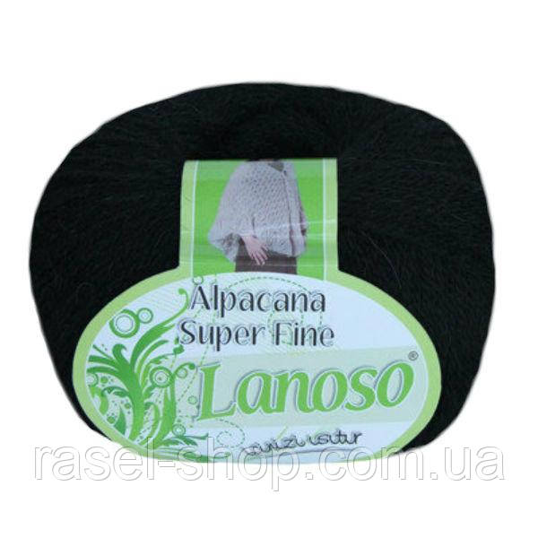Зимова пряжа Lanoso Alpacana Super Fine 960 25% альпака чорна, фото 1