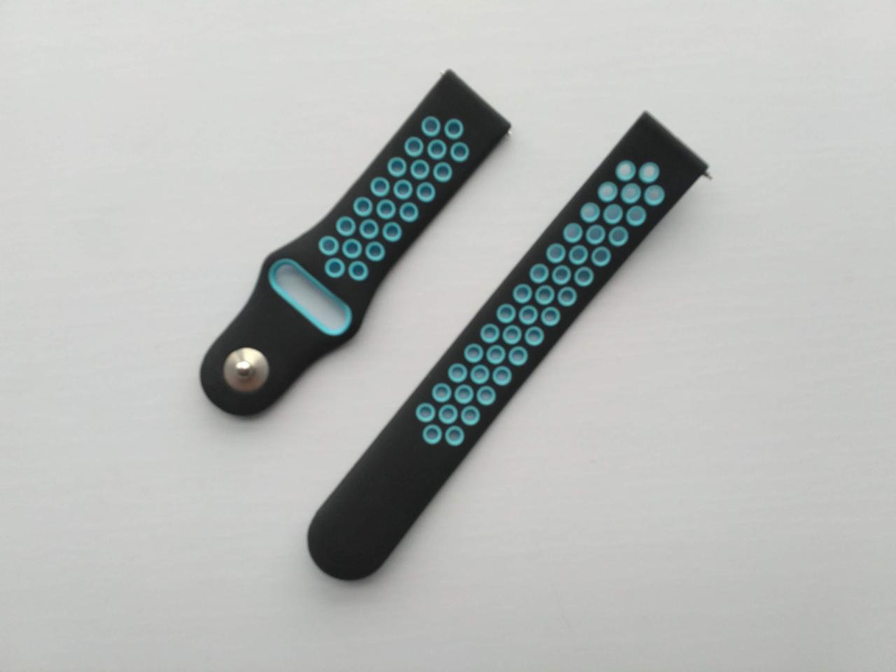 Силіконовий ремінець Sport Nike Style для Xiaomi Amazfit Bip / Lite / 20 мм Чорний / Блакитний 1674P