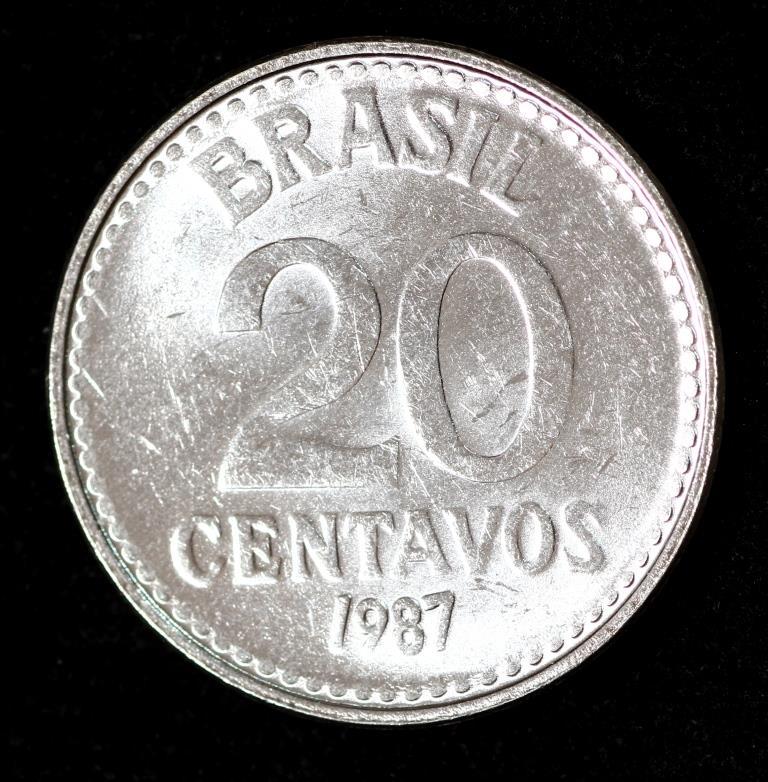 Монета Бразилії 20 сентаво 1986-87 рр.