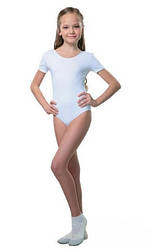 Купальник з коротким рукавом для гімнастики та хореографії, білий колір