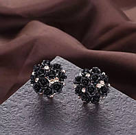 Женские сережки-гвоздики, нежные, Букет Роз «Spring bouquet» (черный)