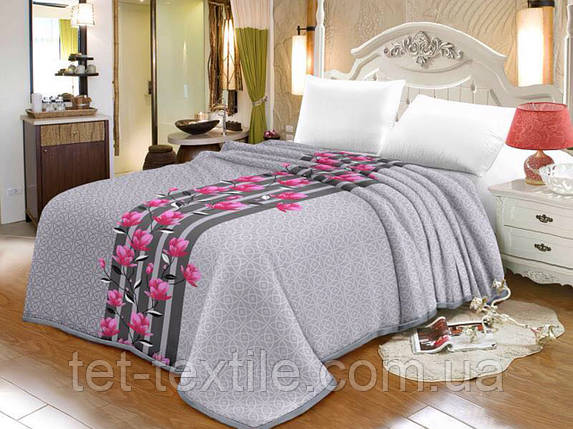 Плед з мікрофібри Elway "Рожеві квіти на сірому" (160х210), фото 1