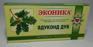 Свічки з екстрактом кори дуба Едуконд дуб, 10 шт.-свічки від геморою кровоспинні тріщини заднього проходу
