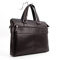 Коричневая мужская сумка портфель из эко-кожи для документов А4 ноутбука, Деловая сумочка для работы