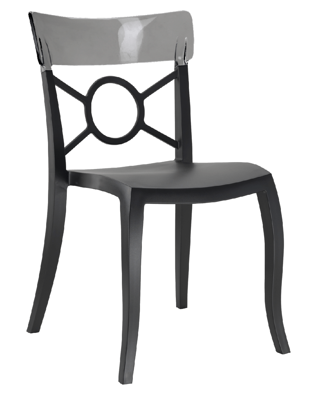 Стілець Papatya Opera-S сидіння чорне, верх прозоро-димчастий, фото 1