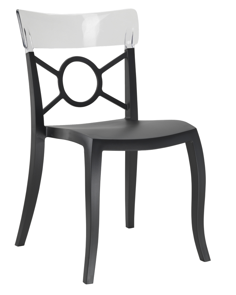 Стілець Papatya Opera-S сидіння чорне, верх прозоро-чистий, фото 1