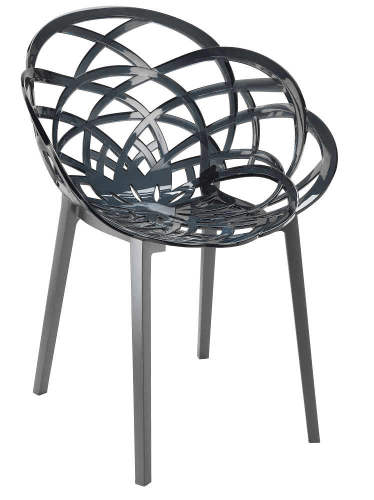 Крісло Papatya Flora прозоро-димчасте сидіння, низ антрацит, фото 1