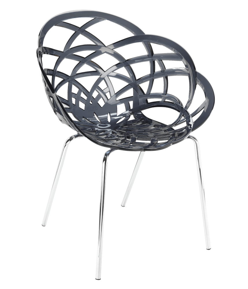 Крісло Papatya Flora-ML прозоро-димчасте сидіння, ніжки хром, фото 1