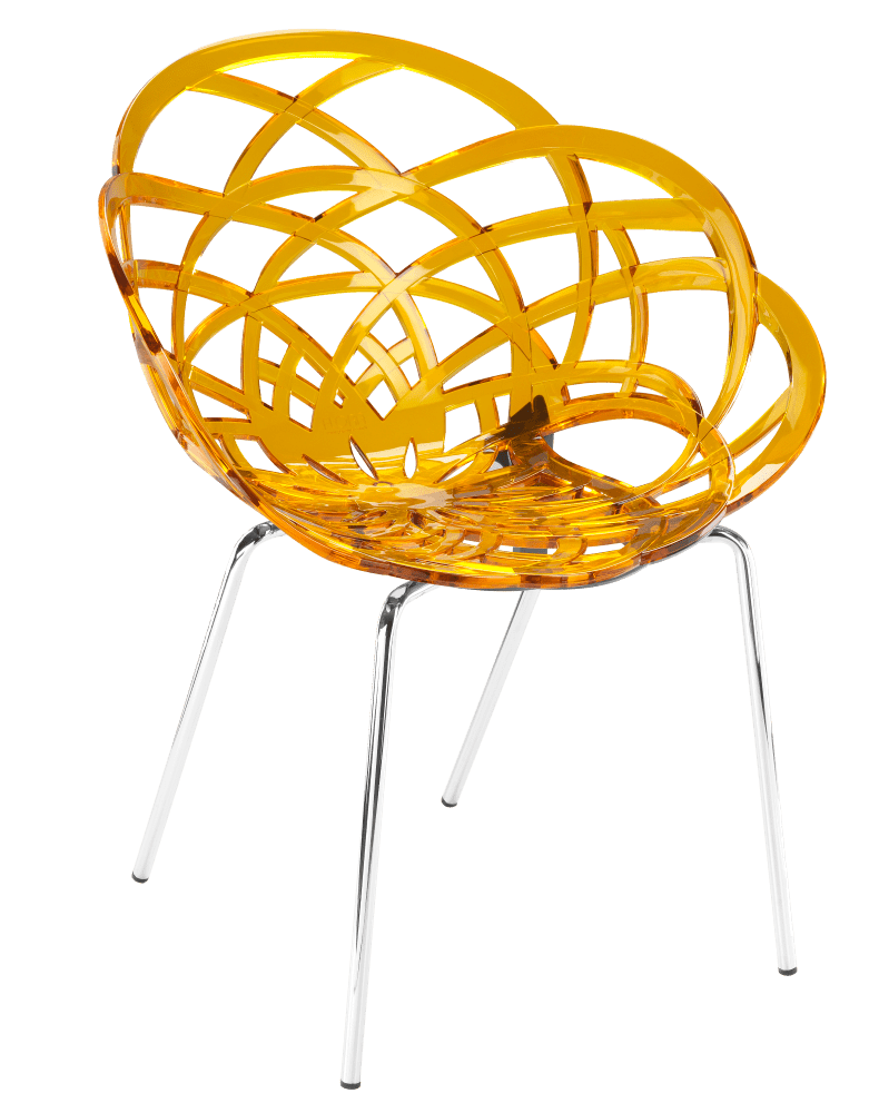 Крісло Papatya Flora-ML прозоро-жовте сидіння, ніжки хром, фото 1