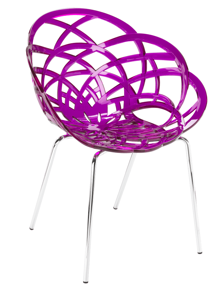Крісло Papatya Flora-ML прозоро-пурпурове сидіння, ніжки хром, фото 1