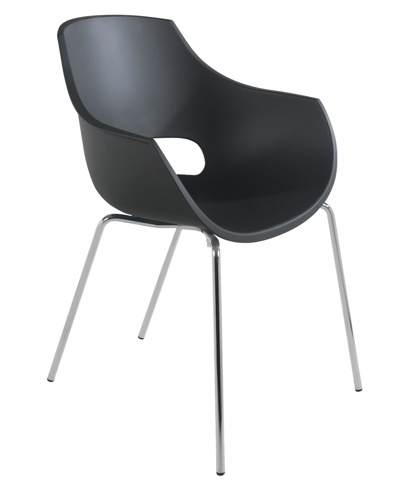 Крісло Papatya Opal матовий антрацит, база хром, фото 1