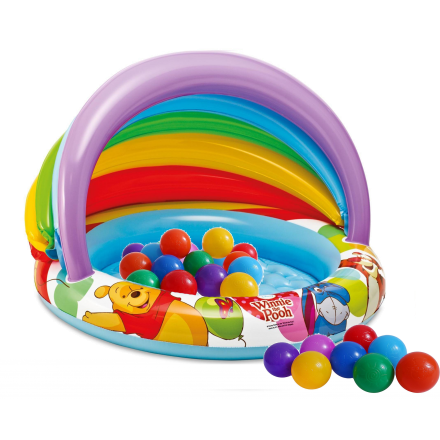 Дитячий надувний басейн Intex 57424-1 «Вінні Пух» c навісом, з кульками 30 шт, 102 х 69 см