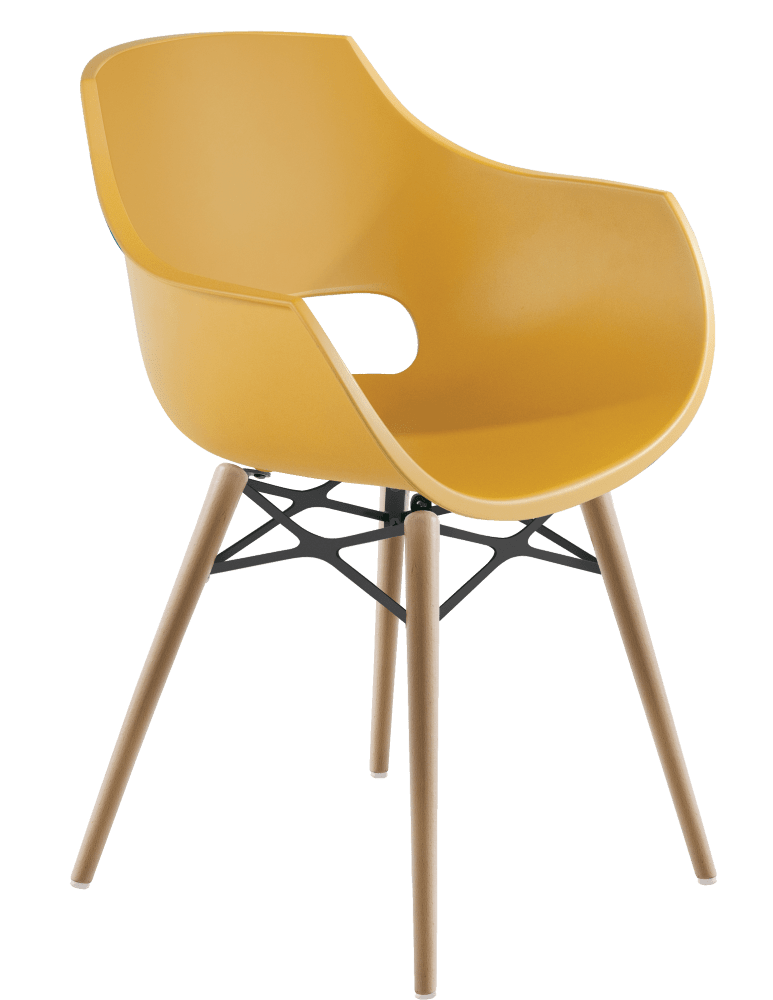 Крісло Papatya Opal-Wox матовий жовтий, рама натуральний бук, фото 1