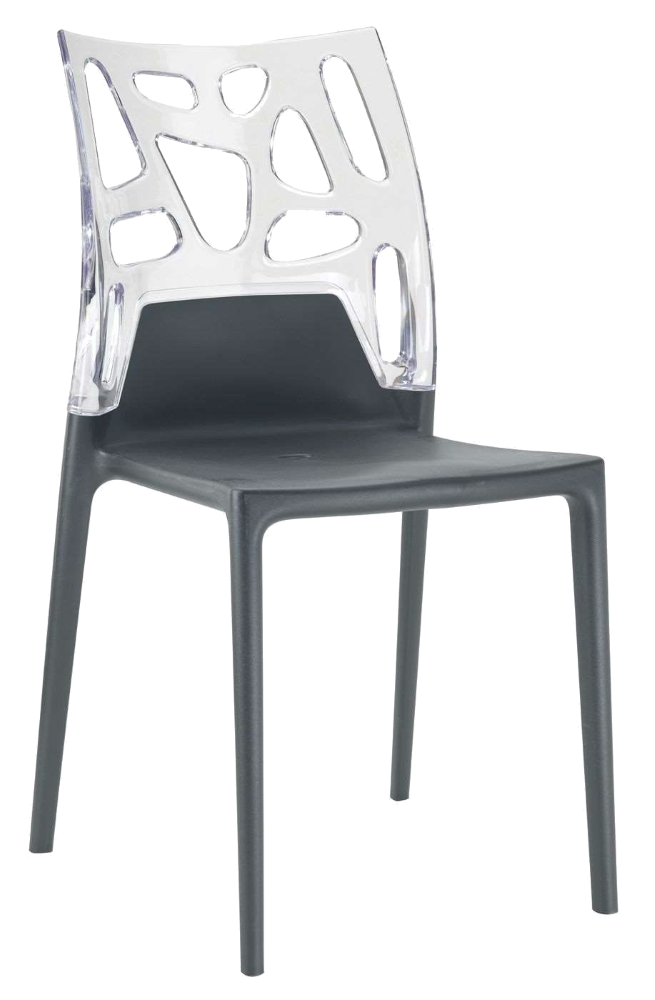 Стілець Papatya Ego-Rock антрацит сидіння, верх прозоро-чистий, фото 1