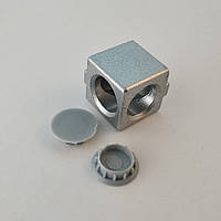 Кутовий з'єднувач куб на дві сторони, профіль 20, сірий