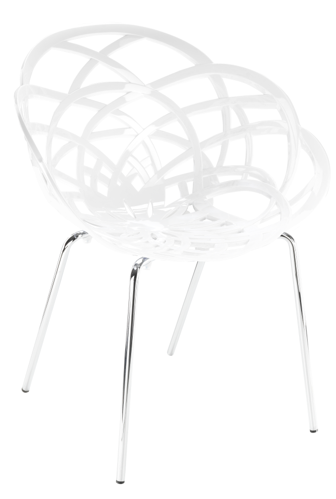 Крісло Papatya Flora-ML біле сидіння, ніжки хром, фото 1