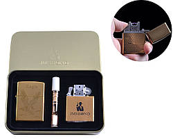 Електроімпульсна (USB) + бензинова запальничка в подарунковій коробці + мундштук "Eagle"