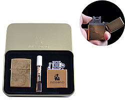 Електроімпульсна (USB) + бензинова запальничка в подарунковій коробці + мундштук "Дракон"