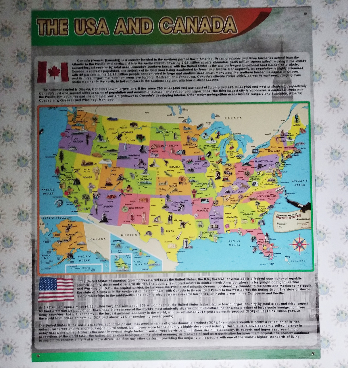 The USA and Canada. Стенд-карта для кабінету англійської мови