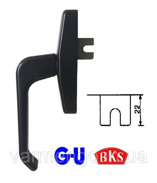 Ручка для алюмінієвого вікна G-u чорна, штифт 1,22 мм., фото 1